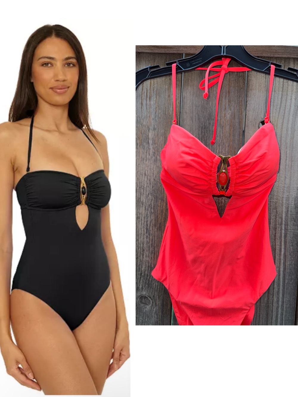 Becca Rock Solid Gold Buckle One-Piece Swimsuit Size Small